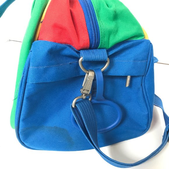 Vintage United Colors of Benetton Blue Green Red Duffel Travel Bag Weekender - Picture 5 of 16